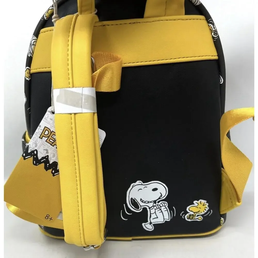 Loungefly Peanuts Snoopy Woodstock Charlie Brown Mini Backpack Black Yellow NWT